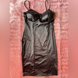 Little Black Dress satin finish black mini with cups